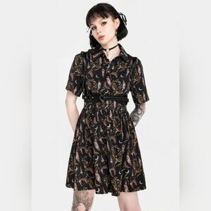 NWT Disturbia Atropis Black Floral Mini Shirt Dress US 2